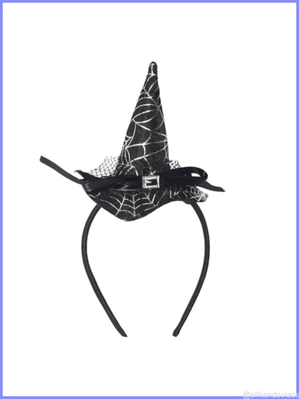 Witch Hat Headband Halloween Hair Accessory Glitter Spider Web